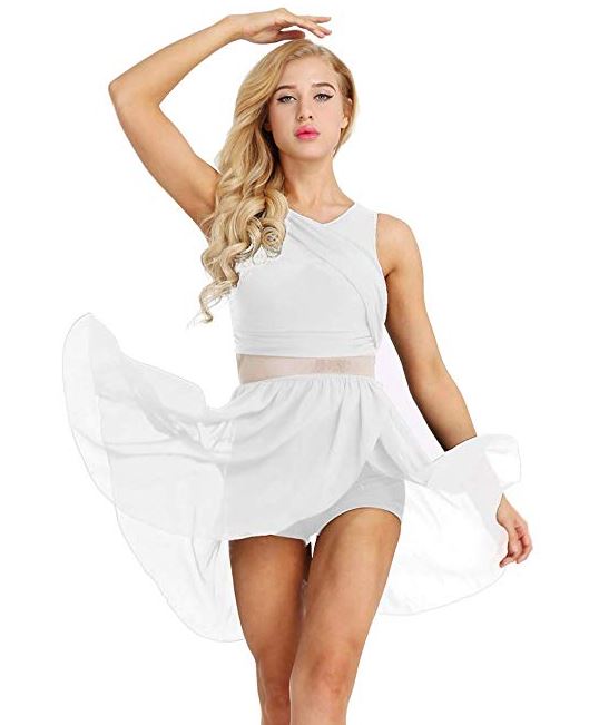 Tanzmuster Body Da Danza Bella Con Gonnellino In Chiffon Per Bambine – Senza Maniche, Colori Rosa, Bianco, Nero, Celeste, Lavanda, Perfetto Per Esibizioni E Spettacoli - 2